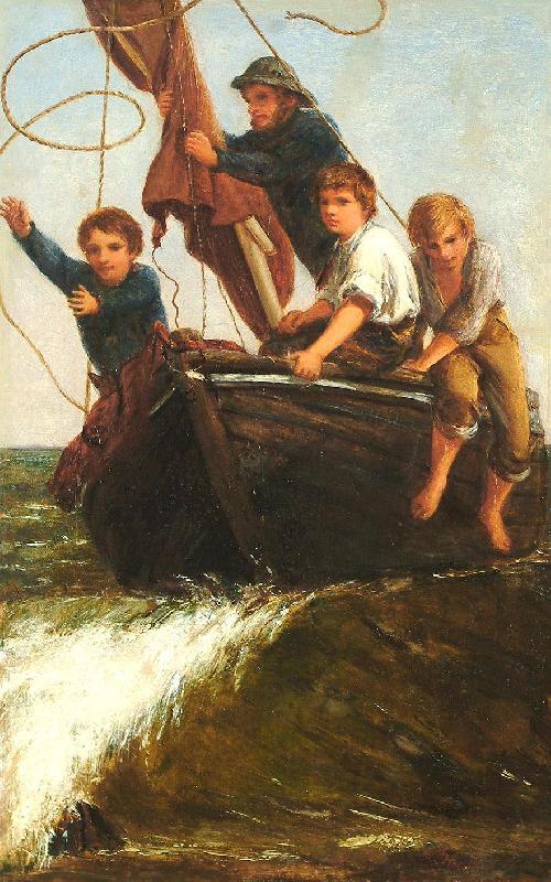 James Charles Bringing the boat ashore Germany oil painting art